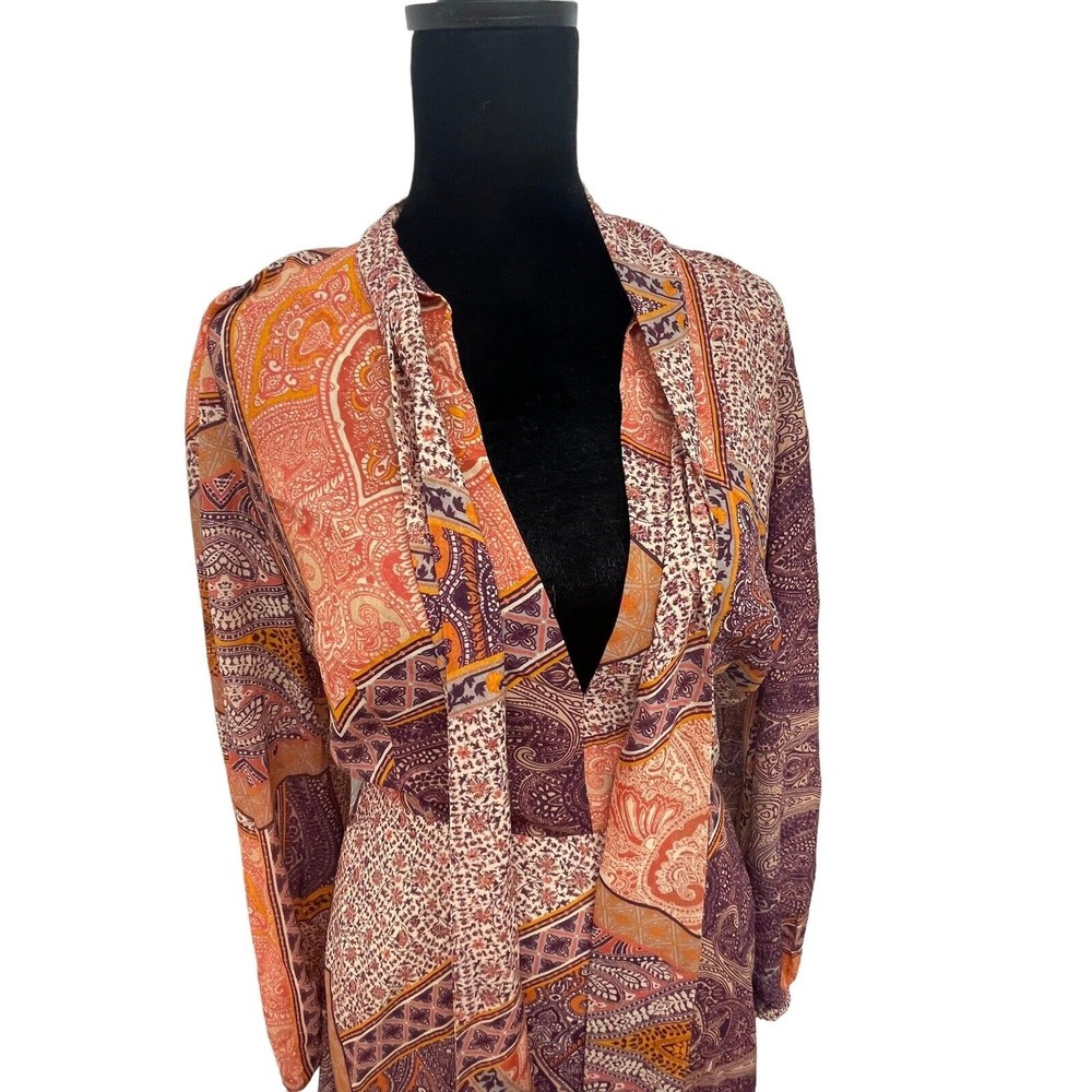 Divine Heritage Revolve Paisley Tie Neck Dress in Orchid Size S NWT - Picture 7 of 13
